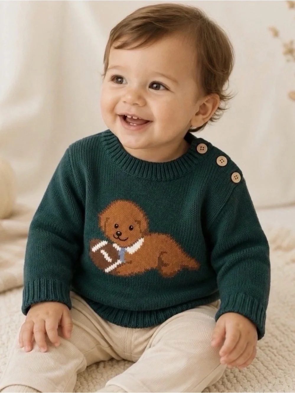 Picolette by Olivia Culpo Baby Oliver Football Dog Knit Sweater Size 3-6 mo NWT